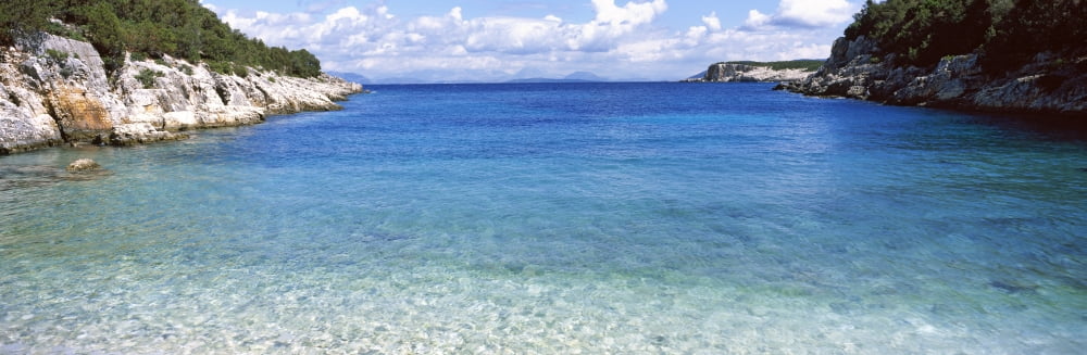 Clouds over the sea Dafnoudi Beach Cephalonia Ionian Islands Greece Canvas Art - Panoramic Images (36 x 12)