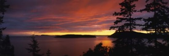 Clouds over the sea at dusk Rosario Strait San Juan Islands Fidalgo Island Skagit County Washington State USA Canvas Art - Panoramic Images (36 x 12)
