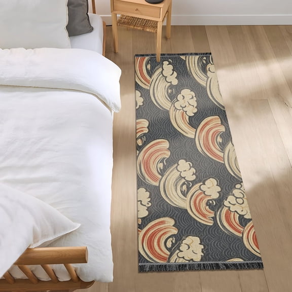 Clouds with Rainbows Design Bedroom Runner Rug 2'x 6' Non Slip Carpet Indoor Home Area Rug Living Room