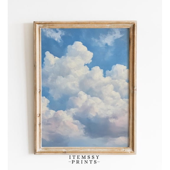 Cloudscape Wall Art, Modern Wall Decor, White Cloud Poster, Vertical Surreal Sky Art Poster, 8x12 UNFRAMED