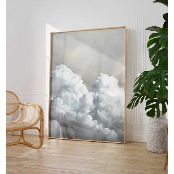 Cloudscape Wall Art Poster, Modern Moody Neutral Abstract, Living Room Decor For Bedroom Office, Home Decor, 12x18 UNFRAMED
