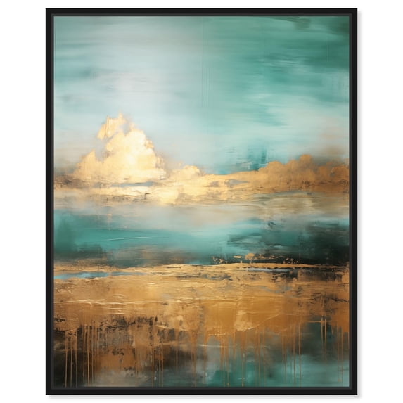 Cloudscape in Gold II Canvas Gold Abstracts by Art Remedy, Black Frame, 16 x 20
