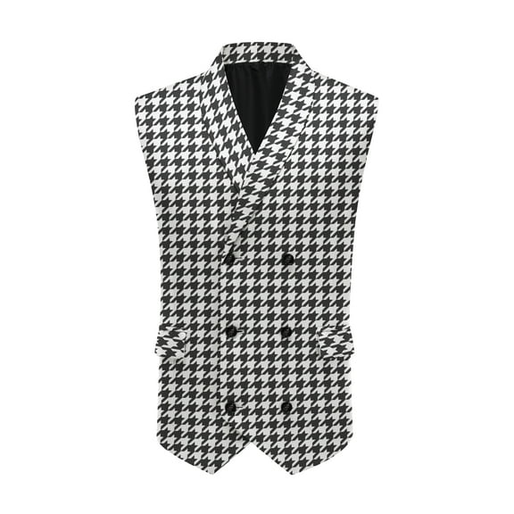 Cloudstyle Big&Tall Men's Print Double-Breasted Formal Casual Sleeveless Waistcoat Vest - Wrinkle & Pilling Resistant,2XS-3XL