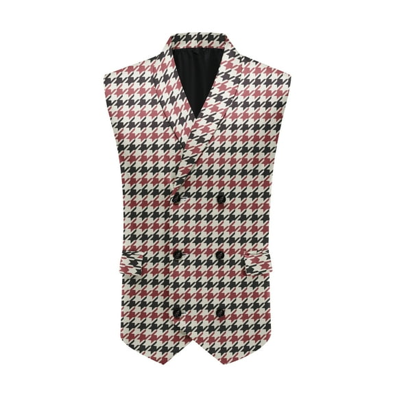 Cloudstyle Big&Tall Men's Print Double-Breasted Formal Casual Sleeveless Waistcoat Vest - Wrinkle & Pilling Resistant,2XS-3XL
