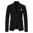 thumbnail image 1 of Cloudstyle Men Blazer Stand Collar Single Breasted Solid Color Jacket Casual Three Buttons Retro Ventless, 1 of 10