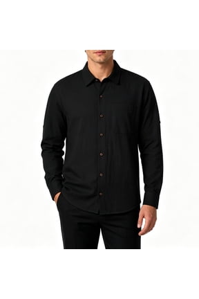 Men's 100% Cotton Slim Fit Button Down Shirt Long Sleeve Casual Beach Top Wrinkle-Resistant with Chest Pocket