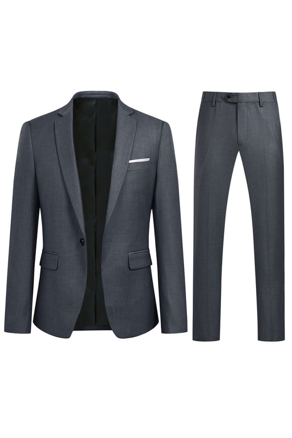 Men's 2-Piece Suits Slim Fit 1 Button Dress Suit Jacket Blazer & Pants Set