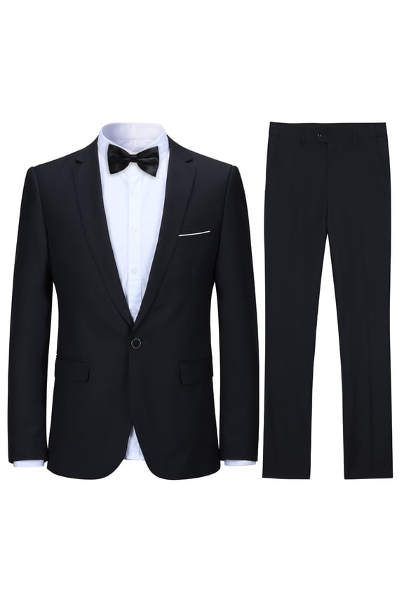 Men's 2-Piece Suits Slim Fit 1 Button Dress Suit Jacket Blazer & Pants Set