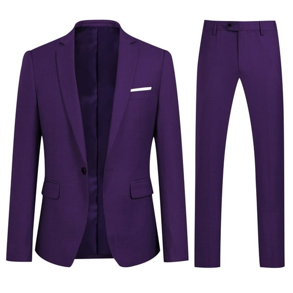 Cloudstyle Men's 2-Piece Suits Slim Fit 1 Button Dress Suit