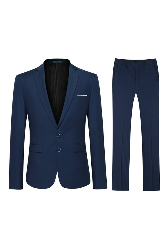 Men's 2 Piece Suits Slim Fit 2 Button Dress Suit Jacket Blazer & Pants Set XY05
