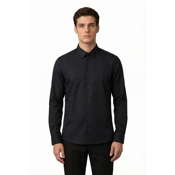 Cloudstyle Men's 80s 4-Way Stretch Non-Iron Dress Shirt - UV Protective Business Casual Slim Fit Spread Collar Shirt