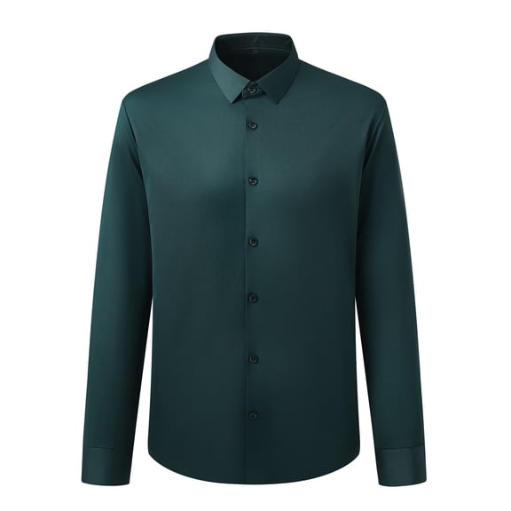 Cloudstyle Men's 80s 4-Way Stretch Non-Iron Dress Shirt - UV Protective Business Casual Slim Fit Spread Collar Shirt