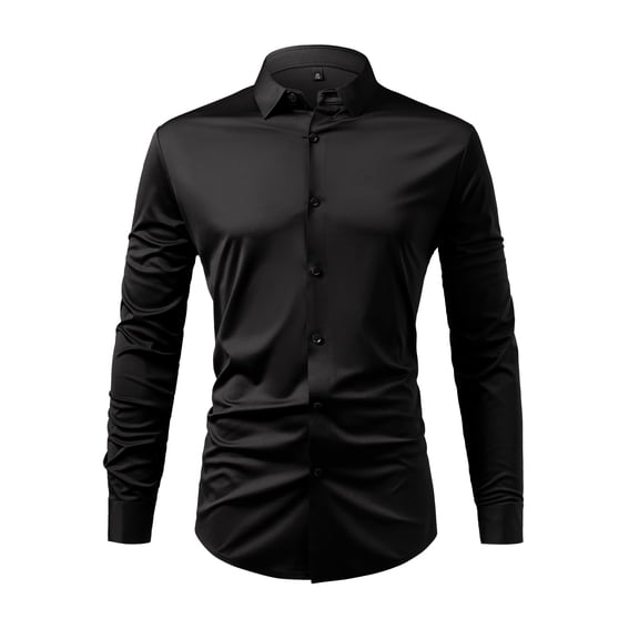 Cloudstyle Men's 80s 4-Way Stretch Non-Iron Dress Shirt - UV Protective Business Casual Slim Fit Spread Collar Shirt