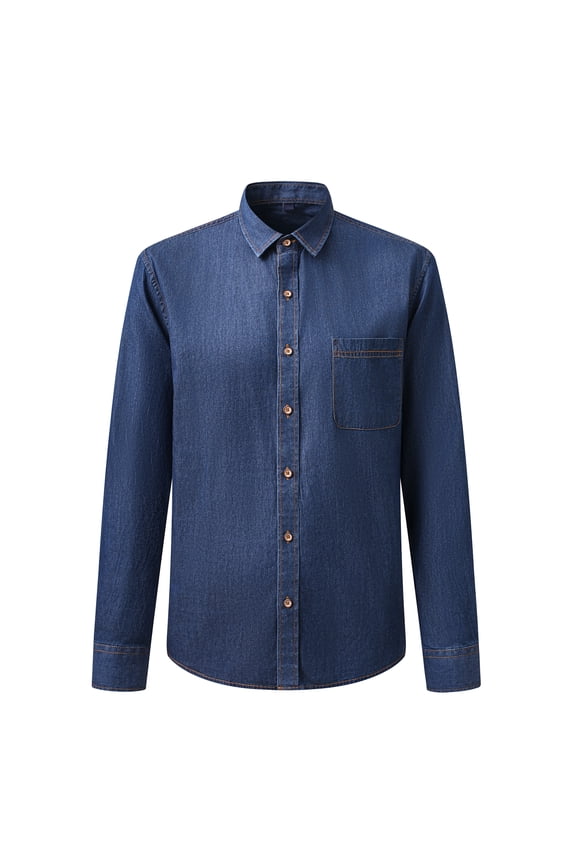 Men's 80s Non-Iron Washed Poplin Shirt - Slim Fit Short Point Collar Button Down for Business Casual