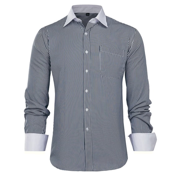 Cloudstyle Men's Dress Shirt Slim Fit Button Down Stripe Checked Shirt fs22