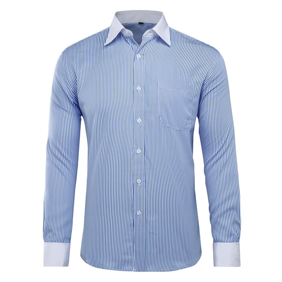 Cloudstyle Men's Dress Shirt Slim Fit Button Down Stripe Checked Shirt fs22