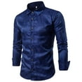 thumbnail image 1 of Cloudstyle Men's Fashion Printed Brocade Cotton Casual Long Sleeve Slim Fit Lapel Dress Shirt, 1 of 4