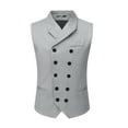 thumbnail image 1 of Cloudstyle Men's Double-Breasted Slim Fit Vest, Notch Lapel Business Casual Sleeveless Jacket for Office Wear, 1 of 11