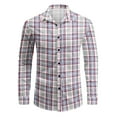 thumbnail image 1 of Cloudstyle Men's Lightweight Check Print Button-Down Shirt - Long Sleeve Wrinkle Resistant Casual Top for Everyday Wear, 1 of 2