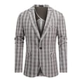 thumbnail image 1 of Cloudstyle Men's Lightweight Checkered Blazer - Notch Lapel Single Button Slim Fit Suit Jacket, Center Vent for Spring/Summer/Fall, 1 of 11