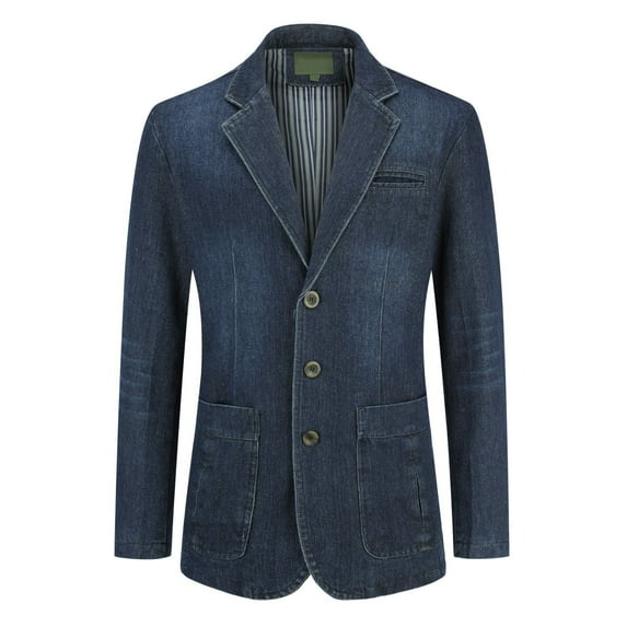 Cloudstyle Men's Multi-Pocket Denim Casual Blazer