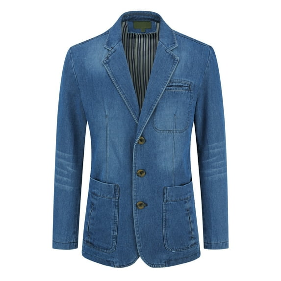 Cloudstyle Men's Multi-Pocket Denim Casual Blazer