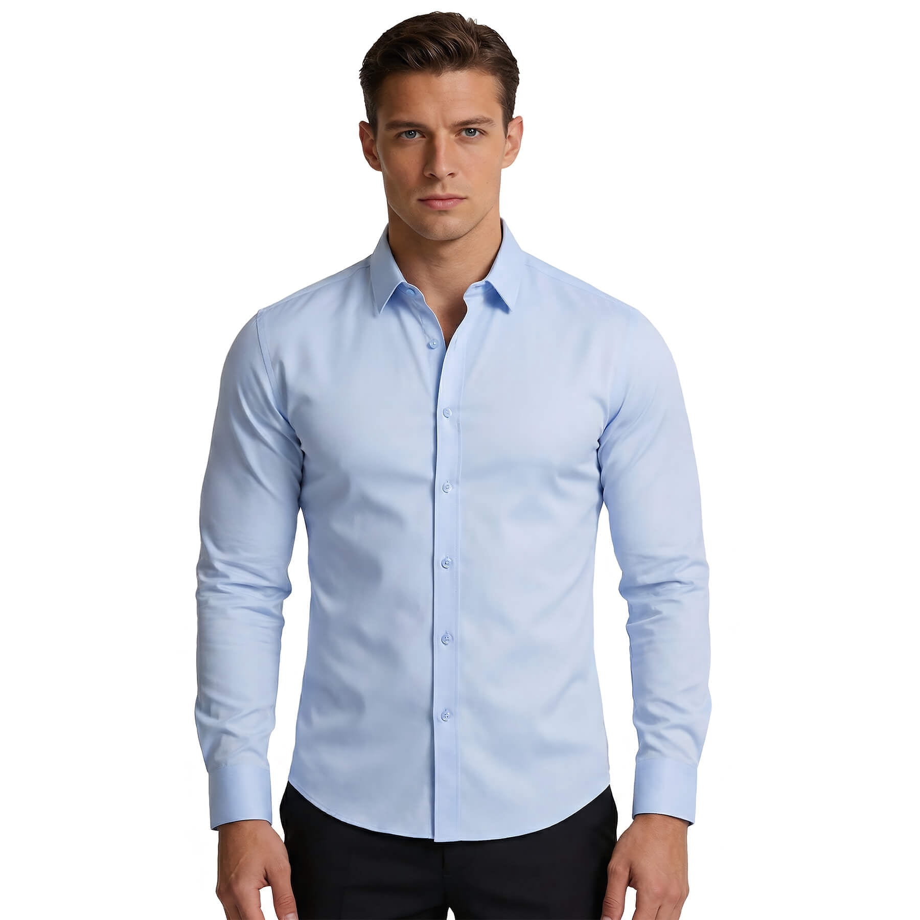 non wrinkle mens dress shirts Flmei Mens Shirt Wrinkle Free Simple Dress Shirts Non-iron Long Sleeve  Business Blouses Tops for Men's Size 38-46