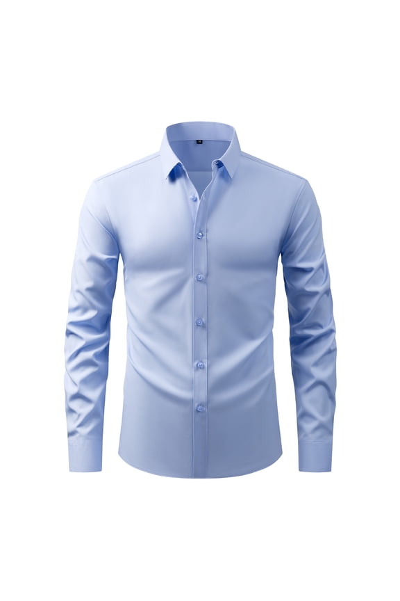 Men's Non-Iron Slim Fit Dress Shirt - Breathable Wrinkle-Resistant Business Casual Shirt for Year-Round Office Wear