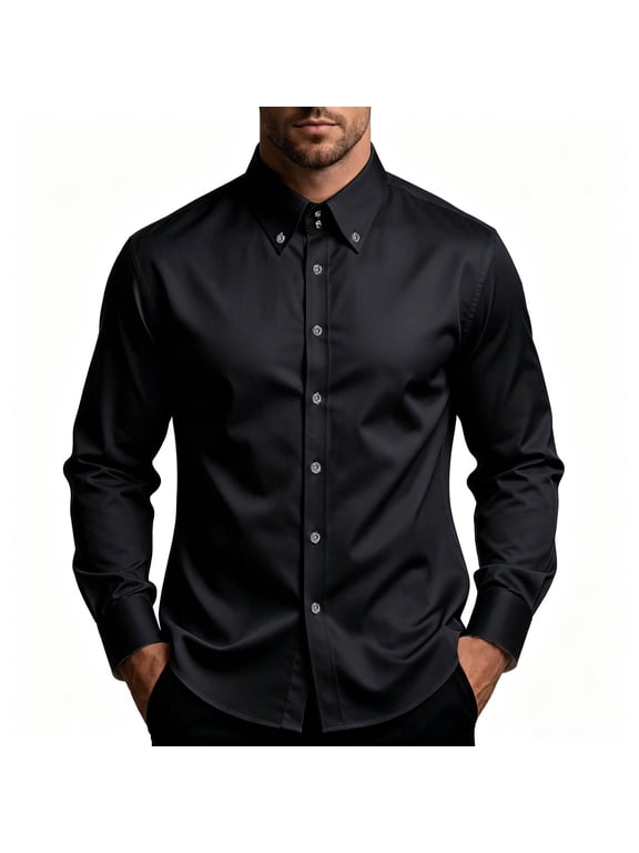 Men's Non-Iron Slim Fit Dress Shirt - Button-Down Collar Business Casual Shirt for Office & Commute