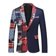 thumbnail image 1 of Cloudstyle Men's Patchwork Printed Notch Lapel Single-Breasted One-Button Blazer with Center Back Vent, 1 of 12