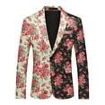 thumbnail image 1 of Cloudstyle Men's Patchwork Printed Notch Lapel Single-Breasted One-Button Blazer with Center Back Vent, 1 of 10