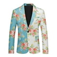 thumbnail image 1 of Cloudstyle Men's Patchwork Printed Notch Lapel Single-Breasted One-Button Blazer with Center Back Vent, 1 of 10