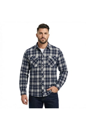 Men's Pattern-Matched Plaid Business Casual Shirt - Slim Fit Brushed Flannel Long Sleeve Button-Down for Fall