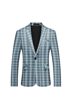 Men's Plaid Print Notch Lapel Single-Breasted One-Button Blazer with Center Back Vent