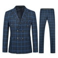 thumbnail image 1 of Cloudstyle Men's Regular Fit Plaid Stripe Two-Piece Suit, Double-Breasted Three-Button Classic Lapel Wrinkle-Resistant Spring/Summer/Fall Casual, 1 of 15