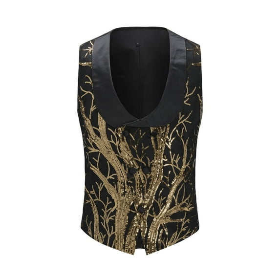 Cloudstyle Men's Sequin Vest for Youth, Business Casual Slim Fit Waistcoat, Year-Round Regular Thickness