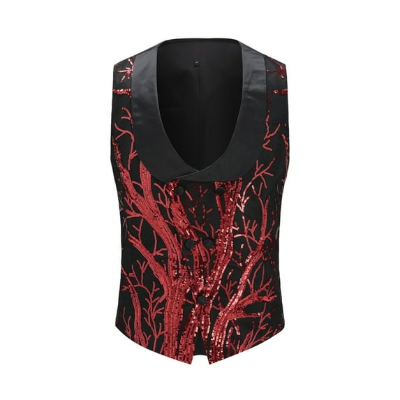 Cloudstyle Men's Sequin Vest Lightning Pattern Party
