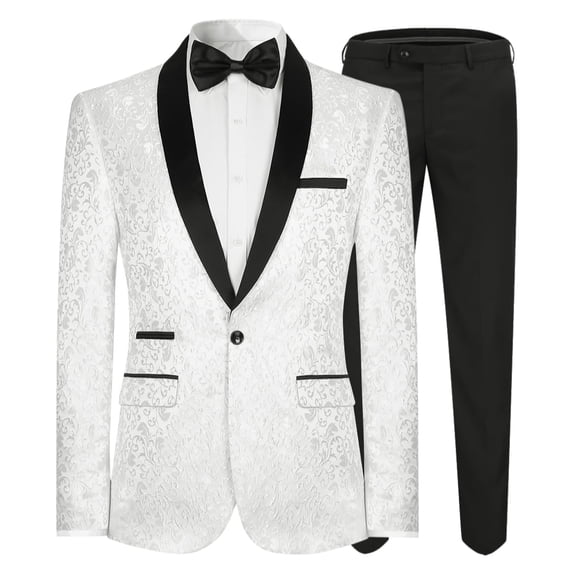 Cloudstyle Men's Shawl Collar Single-Breasted 1-Button Suit Set, Premium Wrinkle-Free Formal Wear for Weddings & Black-Tie Events