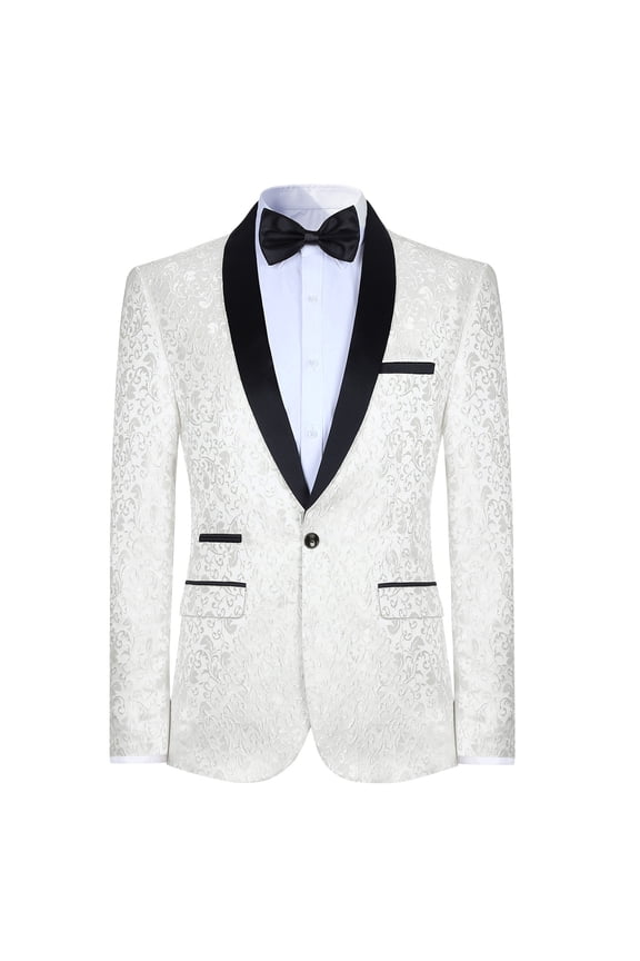 Men's Shawl Collar Single-Breasted One-Button Suit Jacket, Business Formal Blazer with Back Vent & Functional Pockets, All-Season Banquet & Office Wear