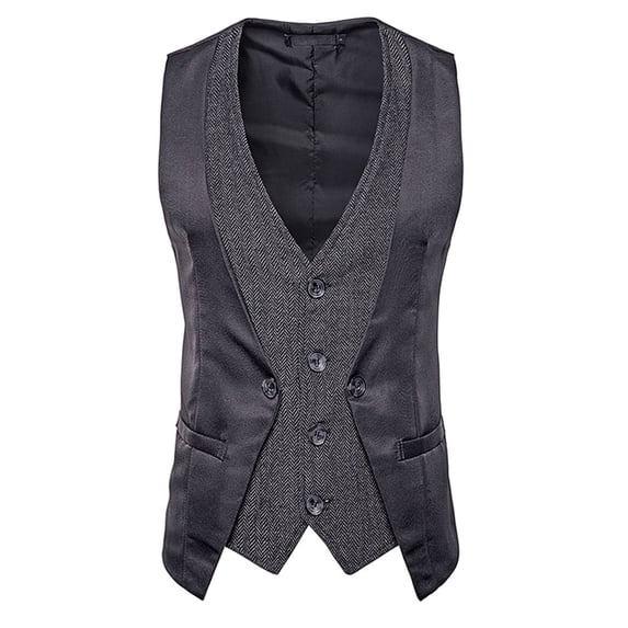 Cloudstyle Men's Single-breasted Button Splicing Faux Two-piece Casual Vest