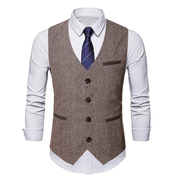 Cloudstyle Men's Single-breasted Four-button Splicing Vest