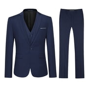 Cloudstyle Men's Slim Fit 3 Piece Suit One Button Business Wedding Prom Suits Blazer Tux Vest & Trousers