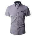 thumbnail image 1 of Cloudstyle Men's Slim Fit Contrast Collar Short Sleeve Business Casual Shirt, Wrinkle-Resistant & Breathable Summer Office Wear, 1 of 5