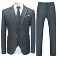 thumbnail image 1 of Cloudstyle Men's Slim Fit Notched Lapel 3-Piece Suit Set, Two-Button Single-Breasted Back Vent Formal Wear, Wrinkle-Free Polyester for Weddings & Business, 1 of 13
