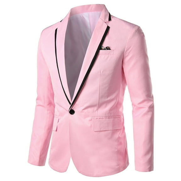 Cloudstyle Men's Slim Fit Notched Lapel Single-Breasted One-Button Casual Blazer, No Vent Wrinkle-Free Polyester, Youth Formal Wear for Teens & Young Adults