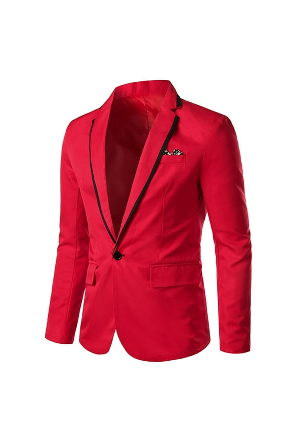 Men's Slim Fit Notched Lapel Single-Breasted One-Button Casual Blazer, No Vent Wrinkle-Free Polyester, Youth Formal Wear for Teens & Young Adults