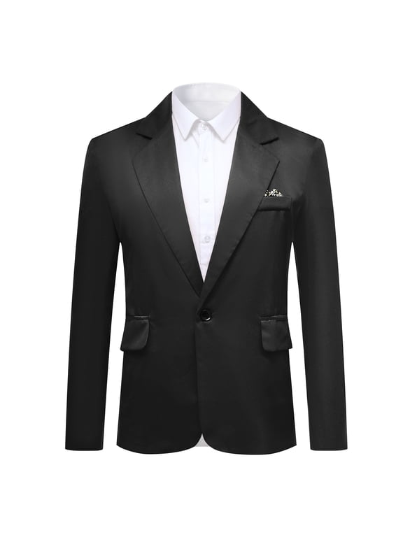 Men's Slim Fit Single-Breasted Blazer with One Button & Center Vent - Casual Wrinkle-Free Sport Coat for Everyday Wear