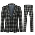 thumbnail image 1 of Cloudstyle Men's Slim Fit Single-Breasted Notch Lapel Blazer & Trousers 2-Piece Suit Set, Modern Checkered Pattern, 1 of 15