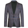 thumbnail image 1 of Cloudstyle Men's Slim Fit Smart Casual Plaid Single-Breasted One-Button Notch Lapel Blazer - Spring/Fall Wrinkle-Resistant Regular Length Round Hem, 1 of 10
