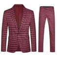 thumbnail image 1 of Cloudstyle Men's Slim Fit Smart Casual Plaid Single-Breasted One-Button Notch Lapel Two-Piece Suit - Spring/Fall Wrinkle-Resistant Regular Length Round Hem, 1 of 16